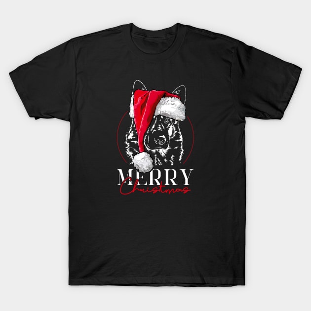 Santa German Shepherd Merry Christmas dog mom gift present T-Shirt by wilsigns